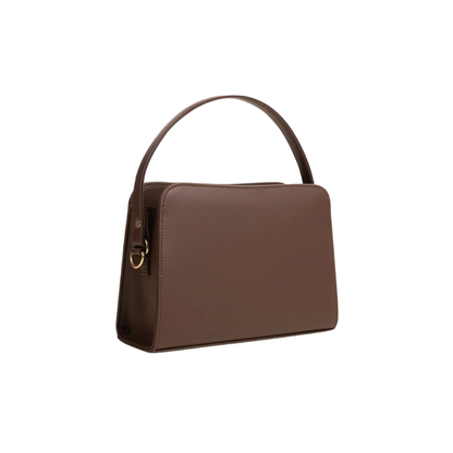 Brown Structured Shoulder Handbag