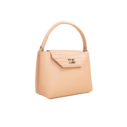 Peach Croc Texture Handbag